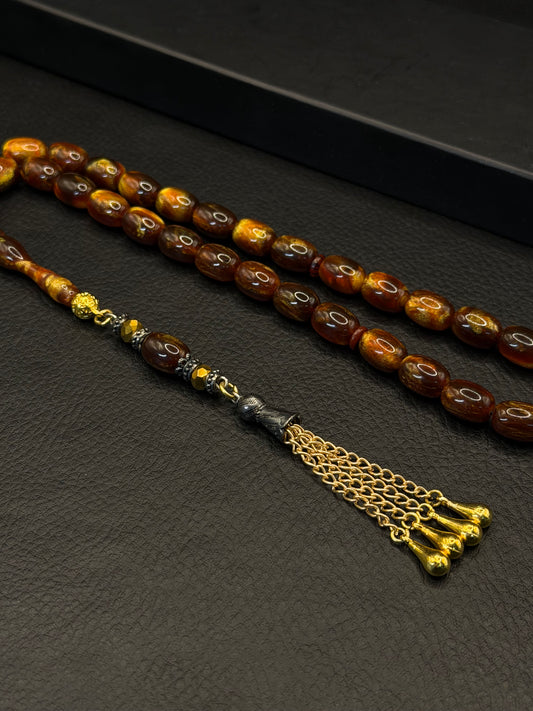 Dark Brown Katalin Capsule Cut Tesbih – Alloy Tassel