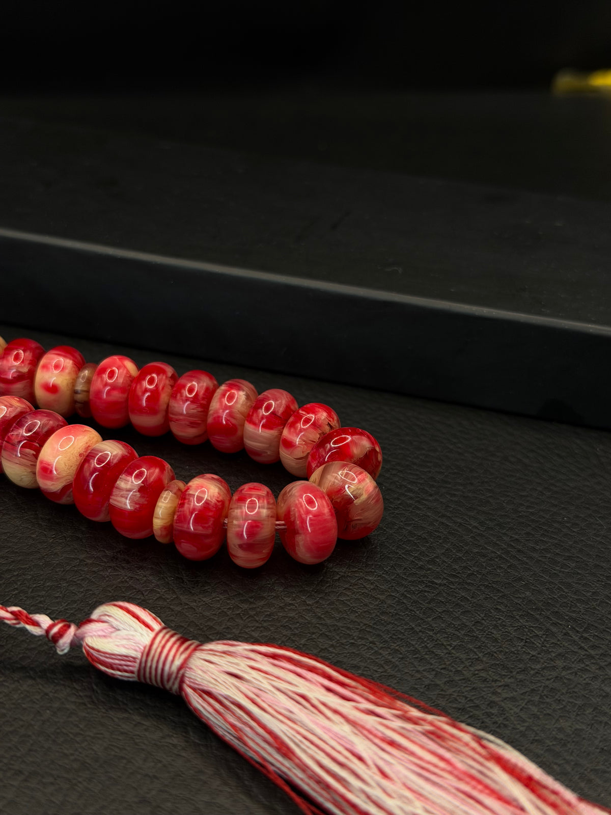 Pink Compressed Amber Tesbih – Barrel Cut – Wrist Size