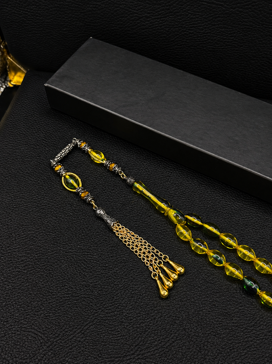 Fire Amber Tesbih – Alloy Tassel – Oval Cut