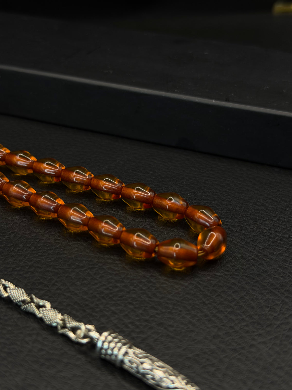 Omari Ottoman Style Fire Amber Tesbih – Istanbul Cut – Alloy Tassel