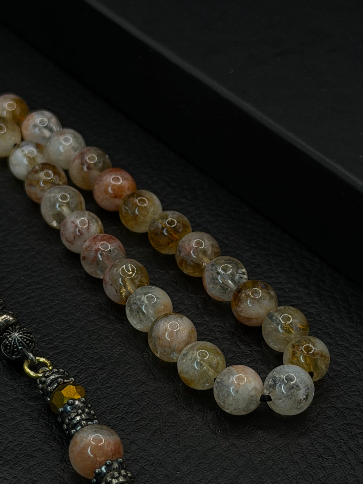 Crystal Style Natural Stone Round Cut Tesbih – Alloy Tassel