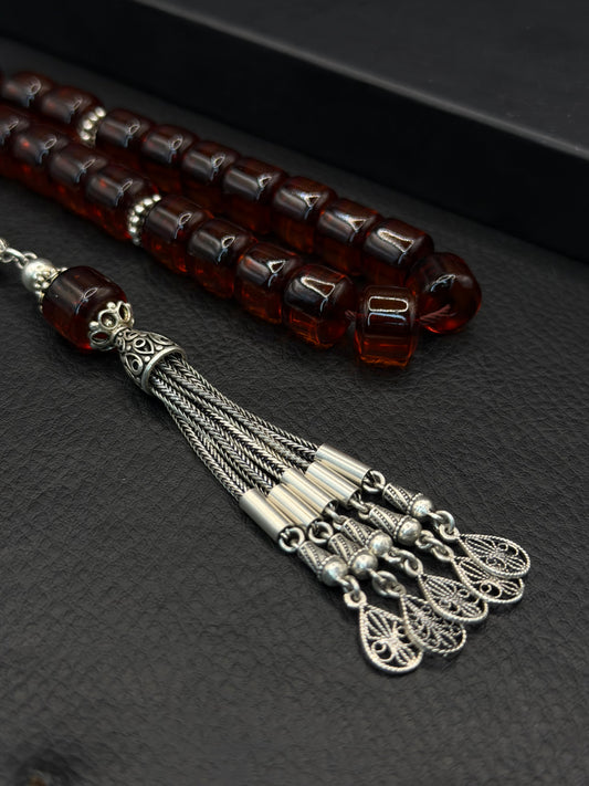 Old Ottoman Style Necef Tesbih – Full 925 Sterling Silver Imame & Tassel
