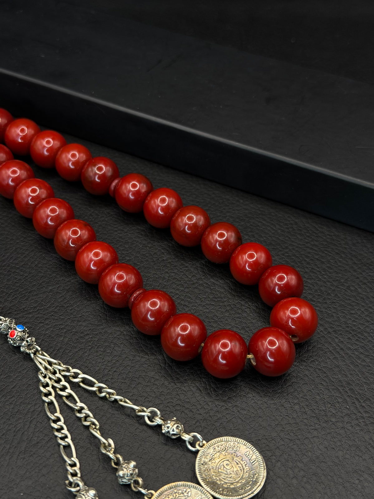 Cherry Compressed Amber – Alloy Tassel – Round Cut