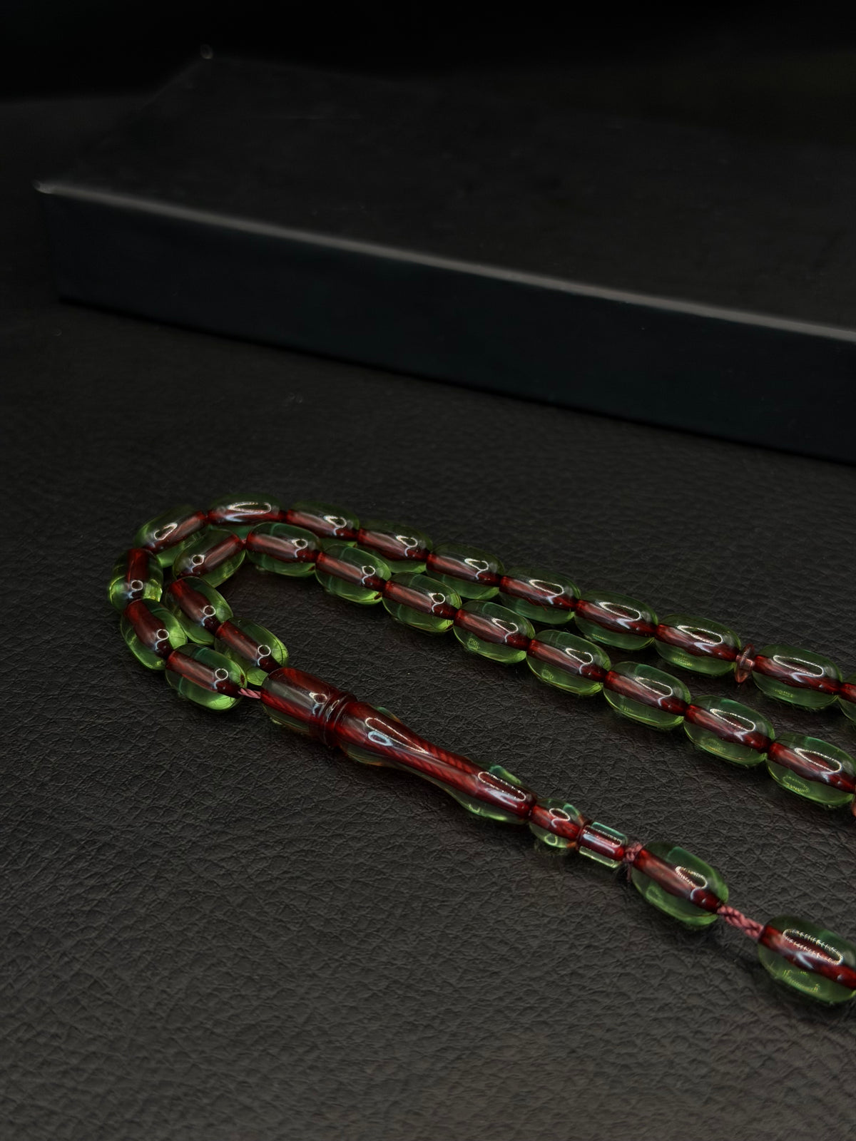 Green Fire Amber Tesbih – Capsule Cut – System Tassel