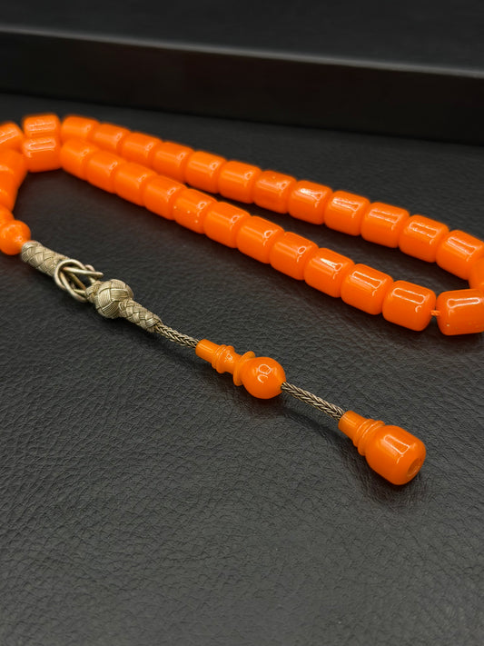 Antique Orange German Katalin Mersinli Şenalp Master Made 1K Kazaz Silver Tassel – Capsule Cut