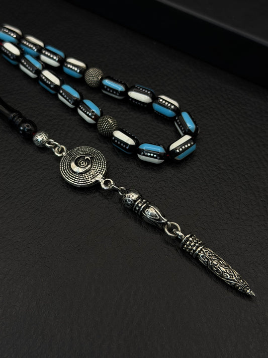 Wrist Size Black Kuka Tesbih – Alloy & Mine Inserted Alloy Tassel