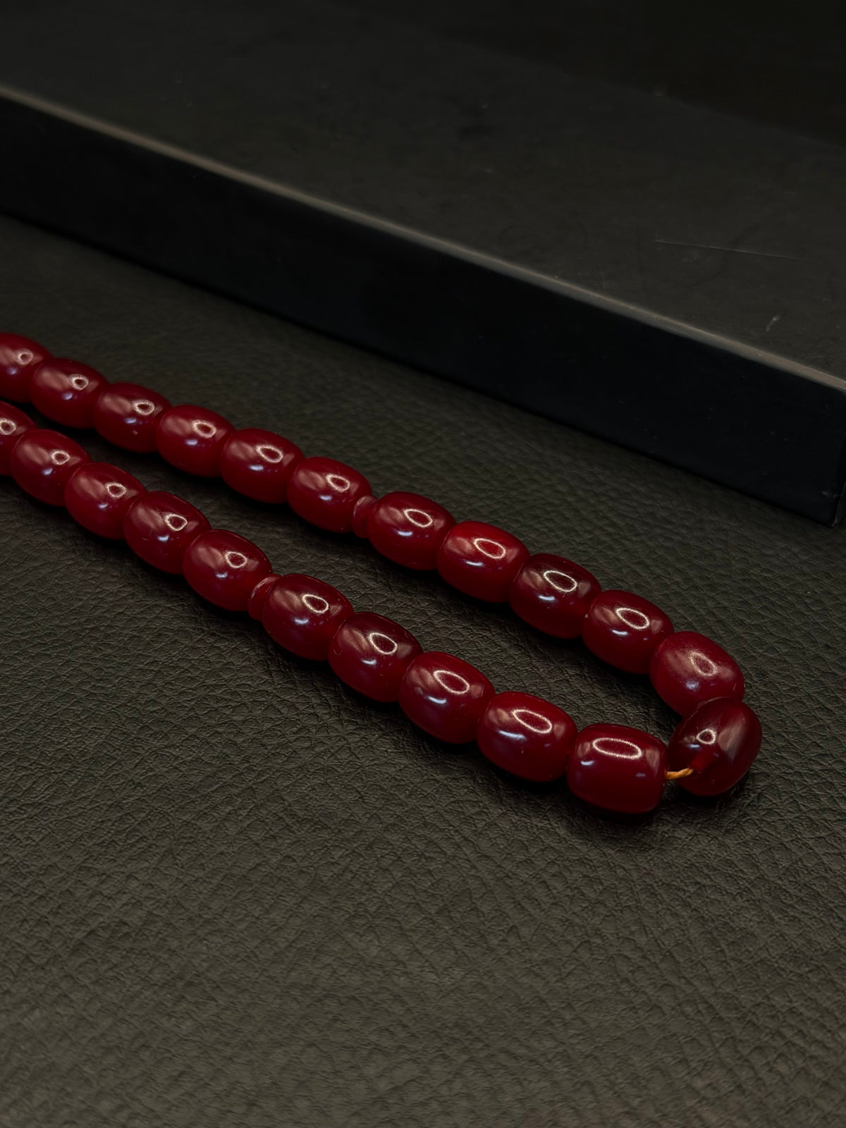 Red Katalin Tesbih – Capsule Cut – Custom Alloy Tassel