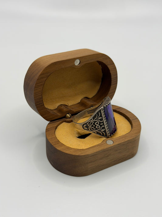 Purple Faceted Sterling Silver Ring