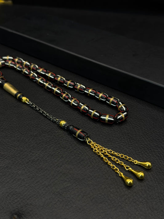 Black Kuka Tesbih – Brass & Mine Inserted Alloy Tassel