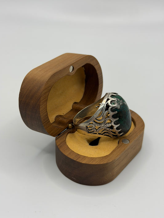 Green Stone Sterling Silver Ring