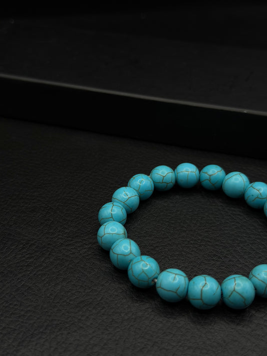 Turquoise-Style Unisex Bracelet – Round Cut – Elastic