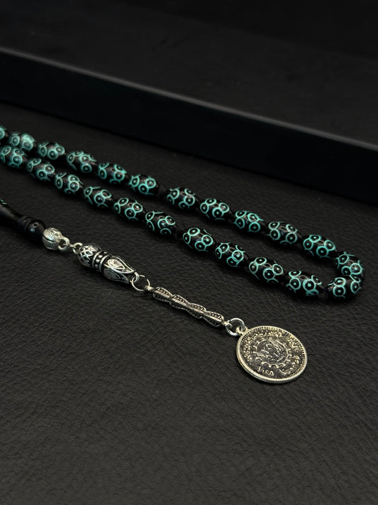 Black Kuka Tesbih – Mine Inserted Alloy Tassel | Oval Cut