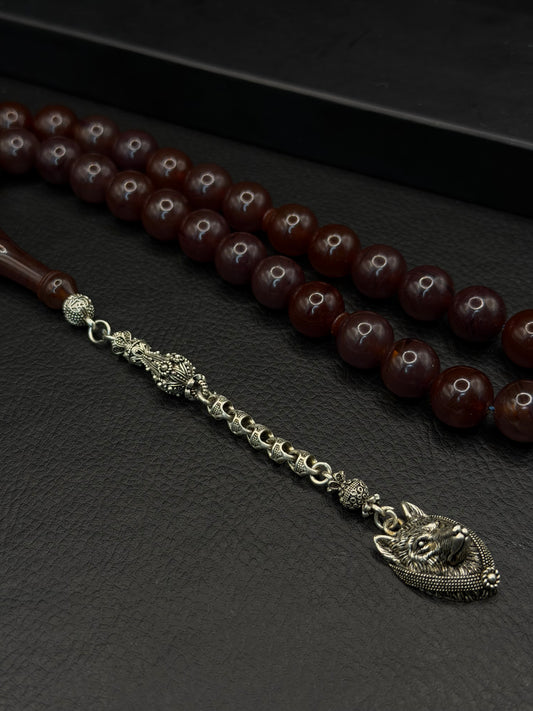 Compressed Amber Tesbih – Round Cut – Alloy Tassel