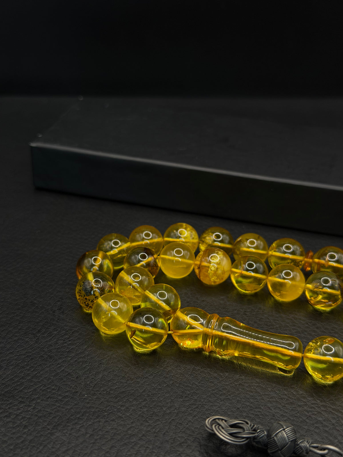 Big Size Natural Baltic Amber Round Cut Tesbih – 1K Silver Kazaz Tassel