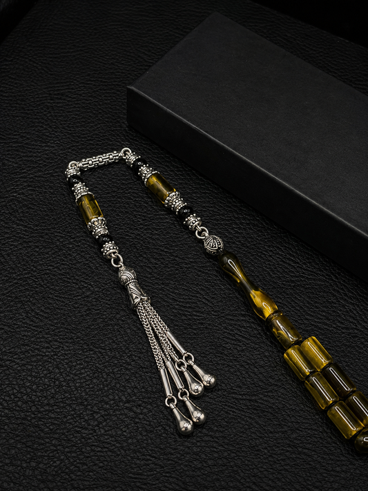 Green Katalin Tesbih – Capsule Cut – Alloy Tassel