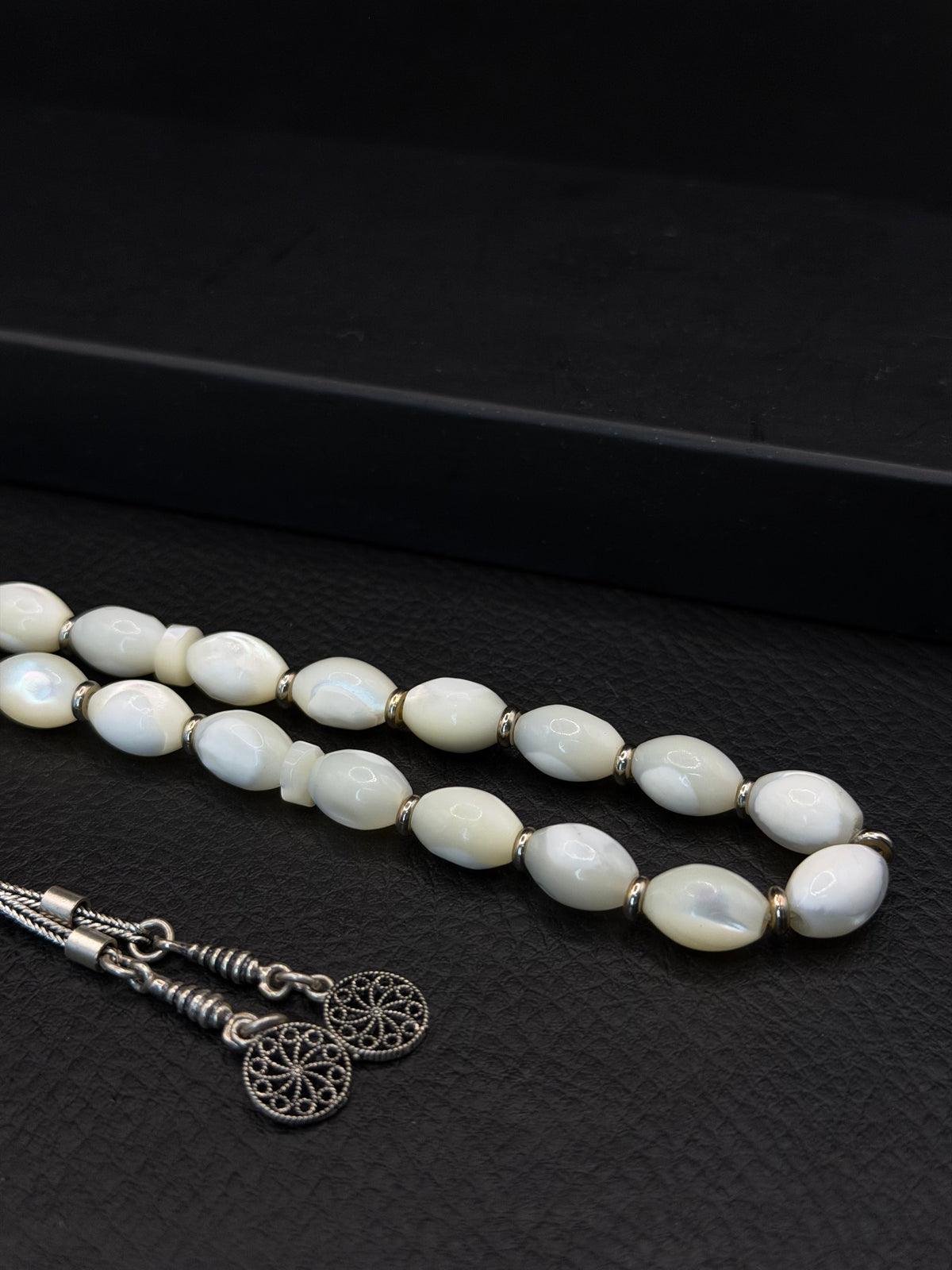 Natural Sedef Stone Tesbih – Natural Cut – Alloy Tassel