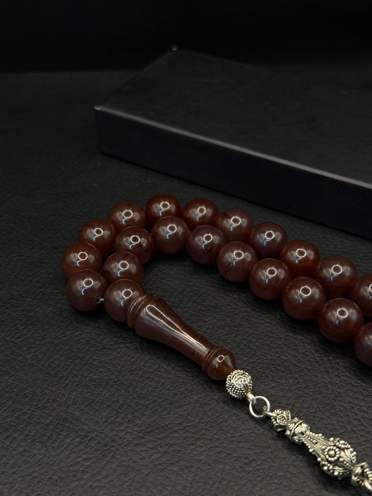 Compressed Amber Tesbih – Round Cut – Alloy Tassel