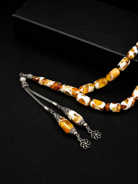 Poland Amber Epoxy Mix Tesbih – Alloy Tassel