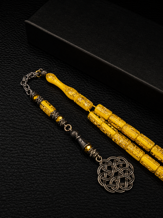 Katalin Gold Flake Mix Tesbih – Custom Alloy Kazaz Style Tassel