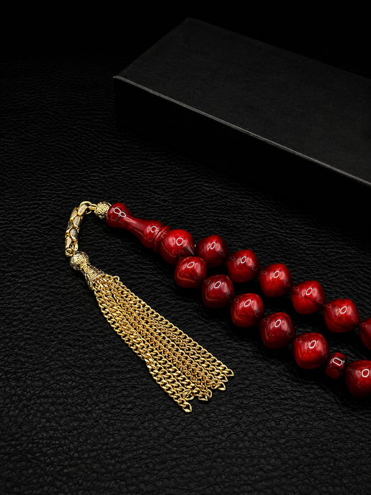 Ottoman Style Compressed Amber Tesbih – Custom Alloy Tassel