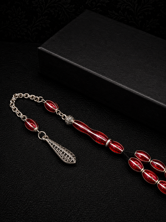 Red Alloy Tesbih – Mine Inserts
