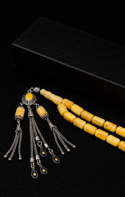 Natural Amber Tesbih – Custom 925K Silver Tassel