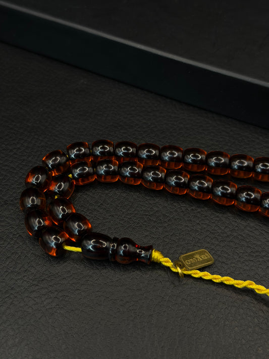Omari Orange Fire Amber Tesbih – Joint Double Imame – System Tassel