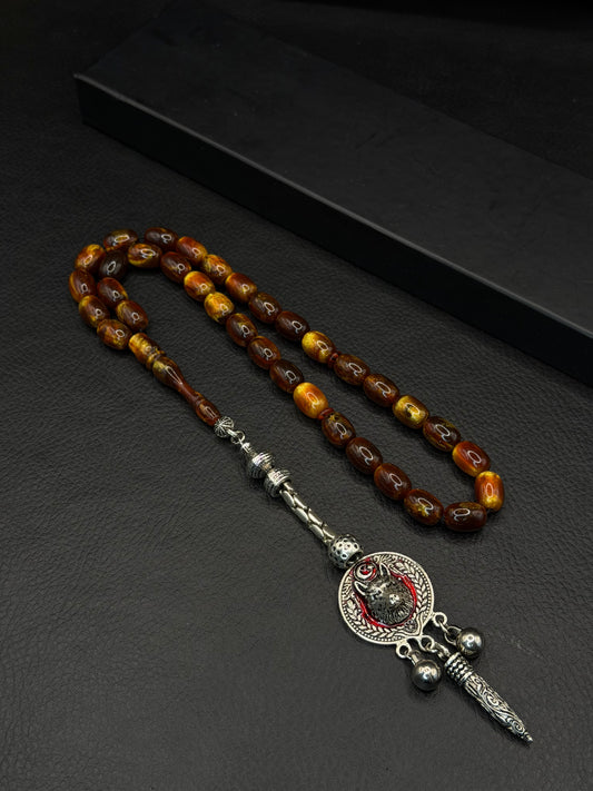 Brown Katalin Tesbih – Capsule Cut – Custom Alloy Tassel