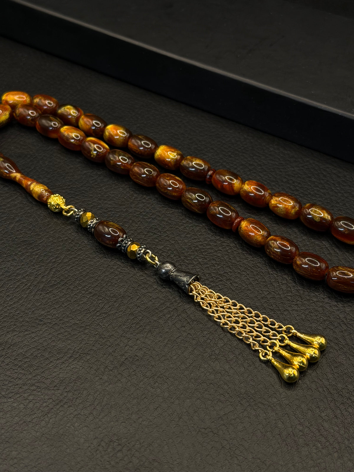 Dark Brown Katalin Capsule Cut Tesbih – Alloy Tassel