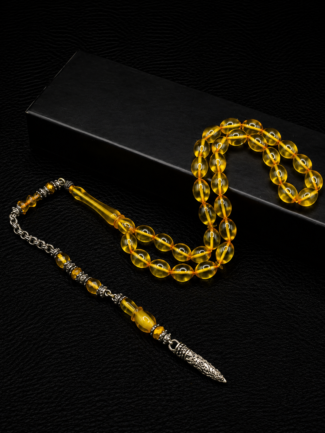 Fire Amber Tesbih – Alloy Tassel – Oval Cut