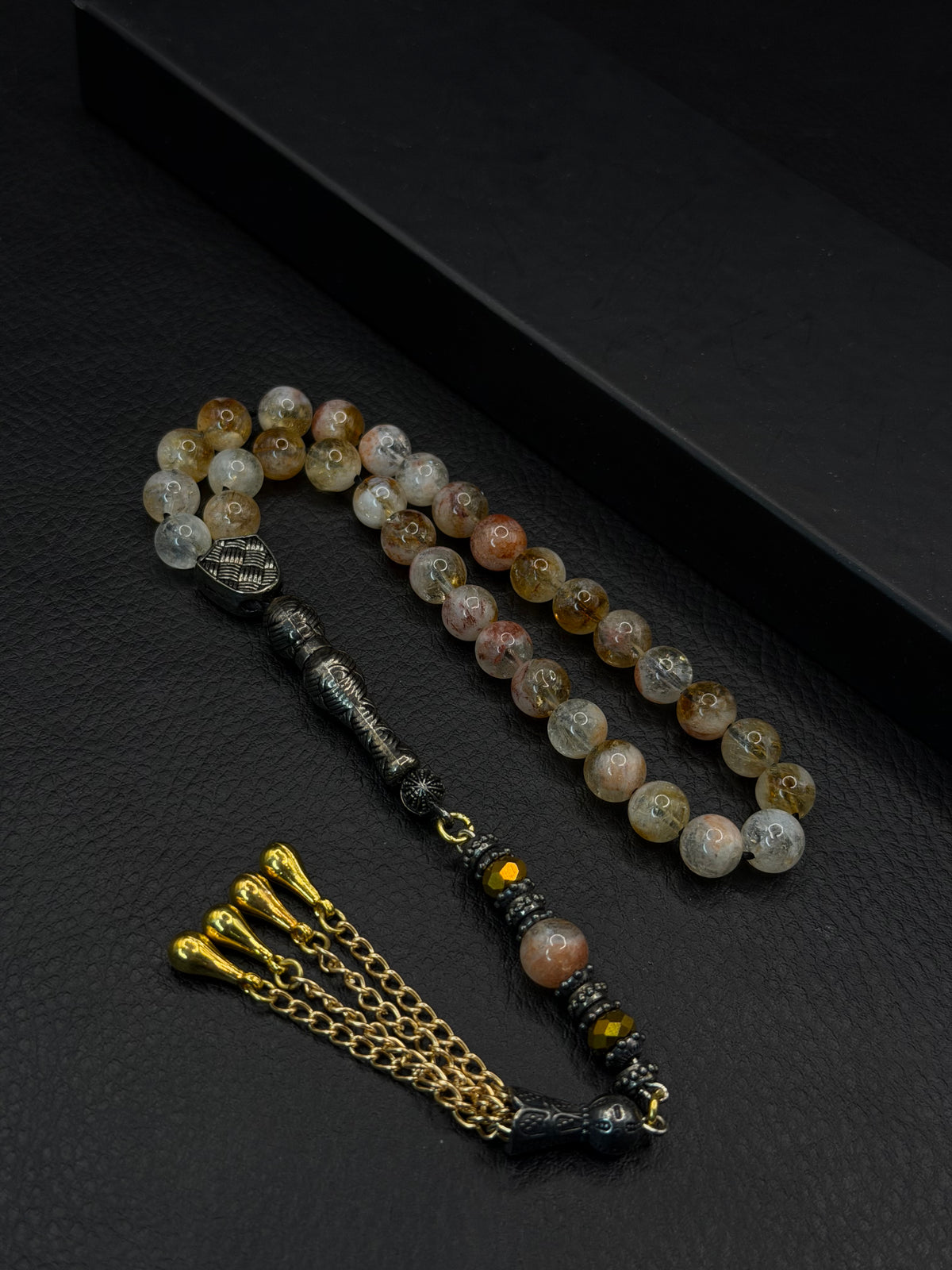 Crystal Style Natural Stone Round Cut Tesbih – Alloy Tassel