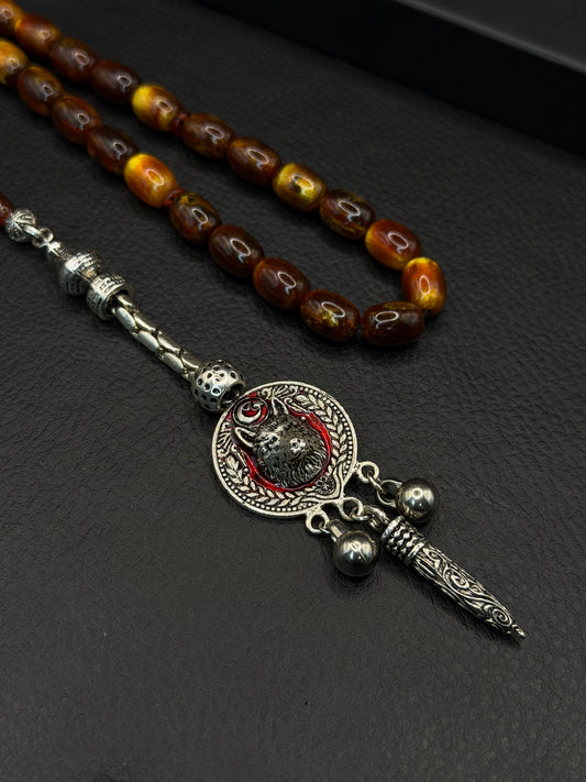 Brown Katalin Tesbih – Capsule Cut – Custom Alloy Tassel