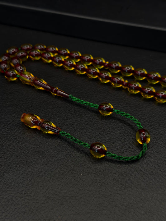 Yellow Fire Amber Tesbih – Oval Cut – System Tassel