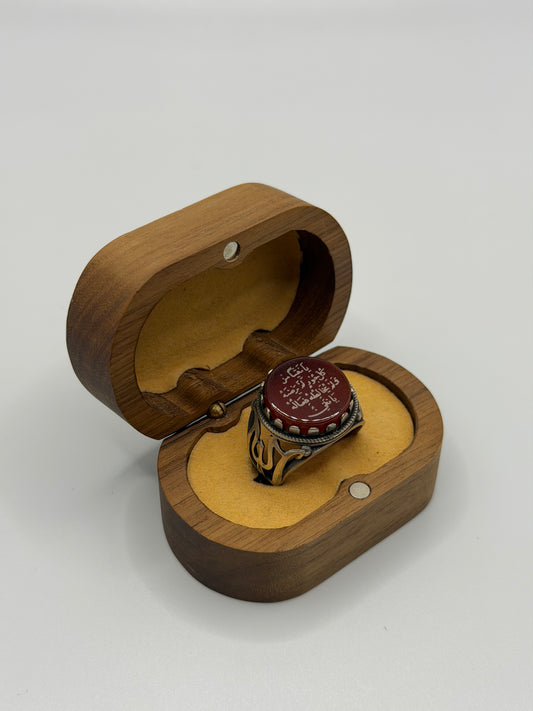 Red Arabic Script Sterling Silver Ring
