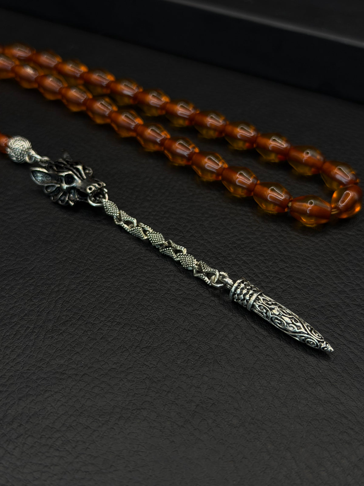 Omari Ottoman Style Fire Amber Tesbih – Istanbul Cut – Alloy Tassel