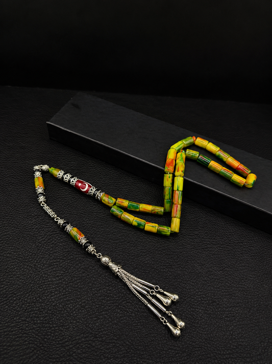 Green Katalin Tesbih – Custom Alloy Tassel & Imame