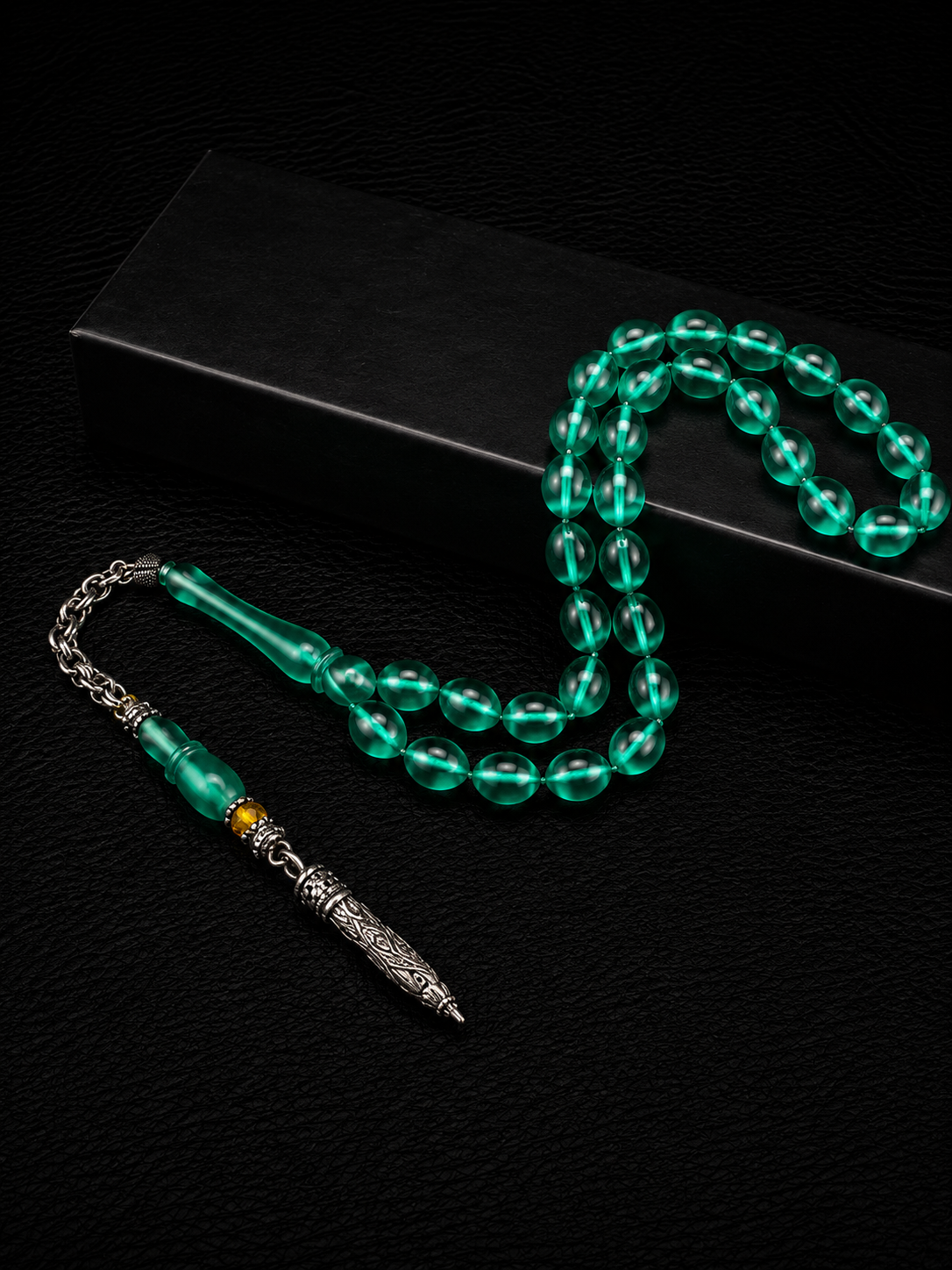 Fire Amber Tesbih – Alloy Tassel – Oval Cut