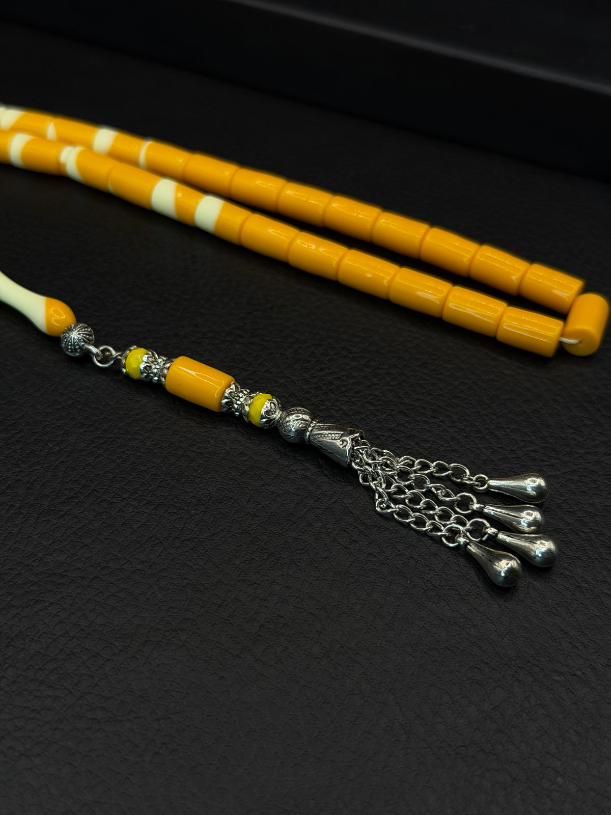 Yellow Billiard Ball Tesbih – Capsule Cut – Alloy Tassel