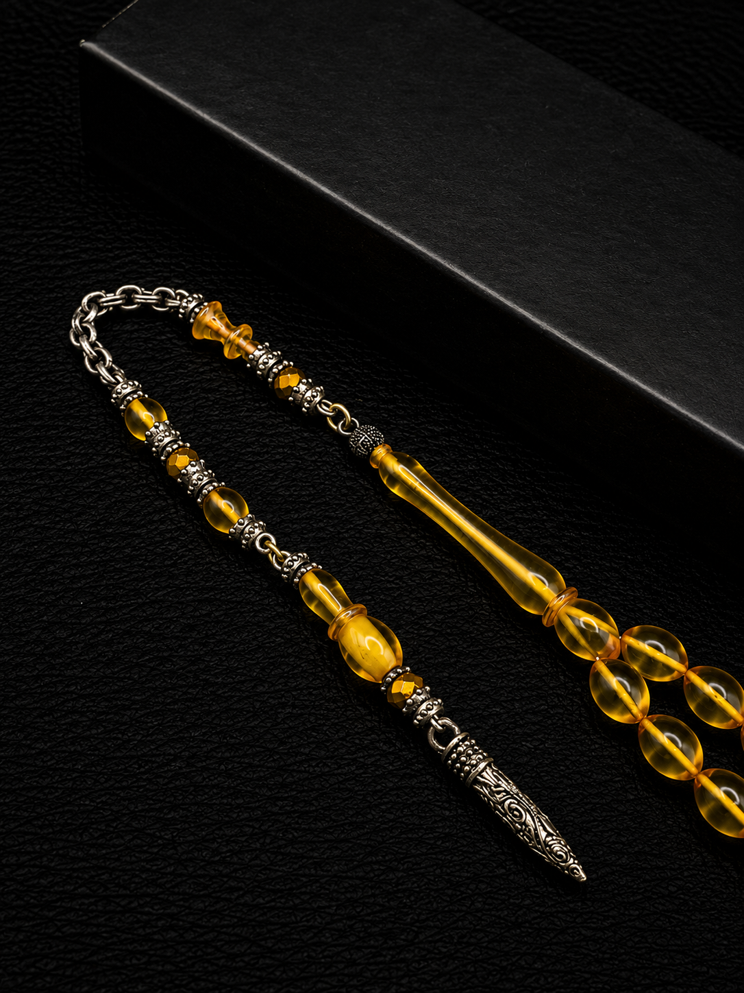 Fire Amber Tesbih – Alloy Tassel – Oval Cut
