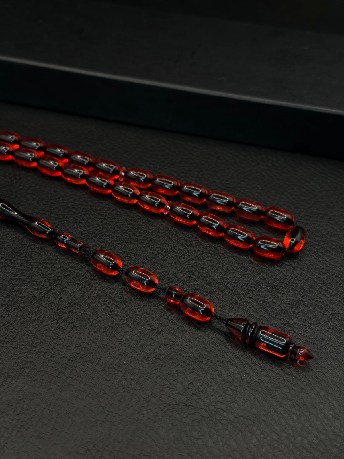 Red Fire Amber Tesbih – Capsule Cut – System Tassel