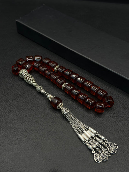 Old Ottoman Style Necef Tesbih – Full 925 Sterling Silver Imame & Tassel
