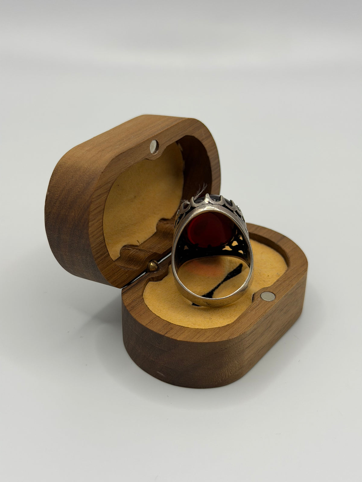 Red Fire Amber Sterling Silver Ring