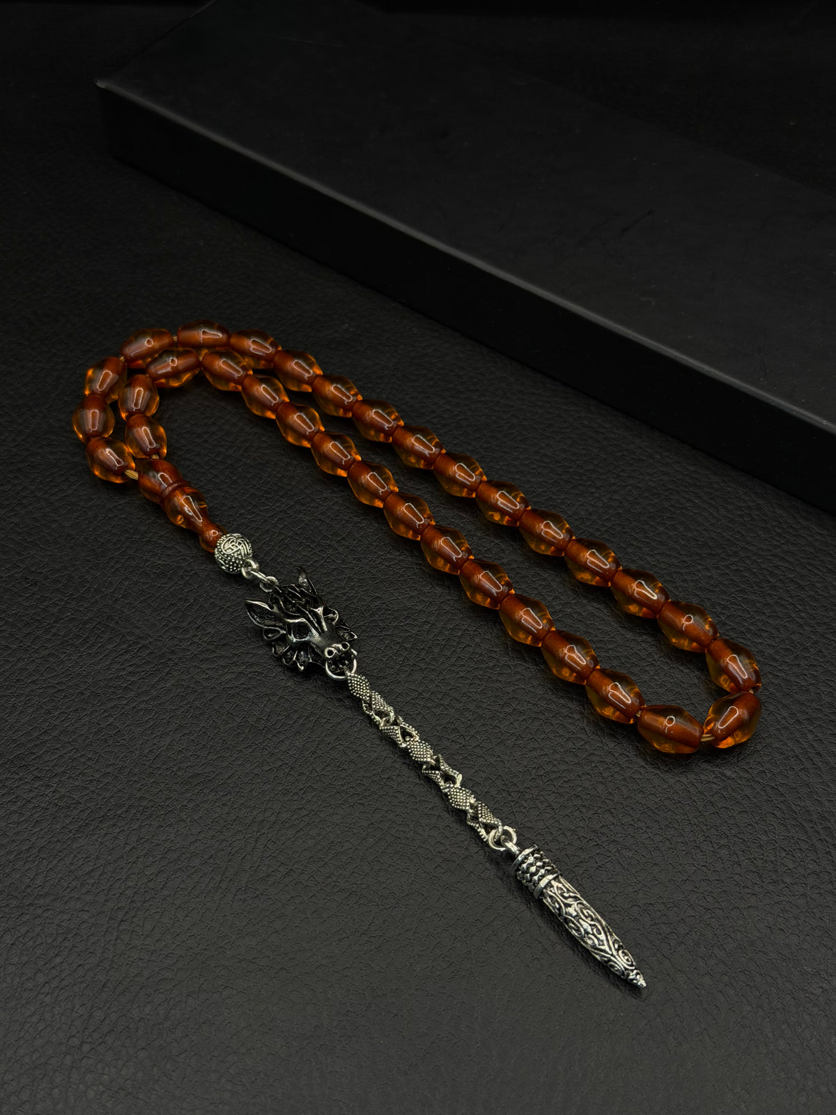 Omari Ottoman Style Fire Amber Tesbih – Istanbul Cut – Alloy Tassel