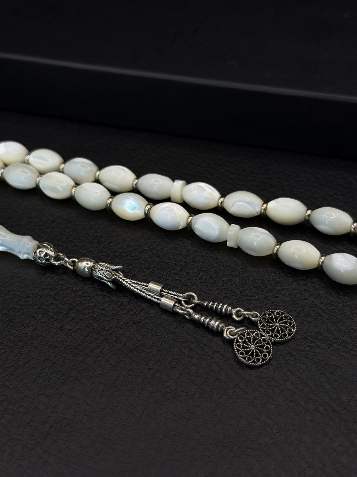 Natural Sedef Stone Tesbih – Natural Cut – Alloy Tassel