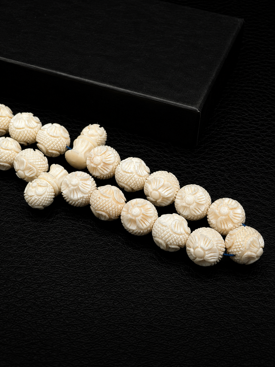 Ivory Full Nakkaş Tesbih & 925 Sterling Silver Ring Set