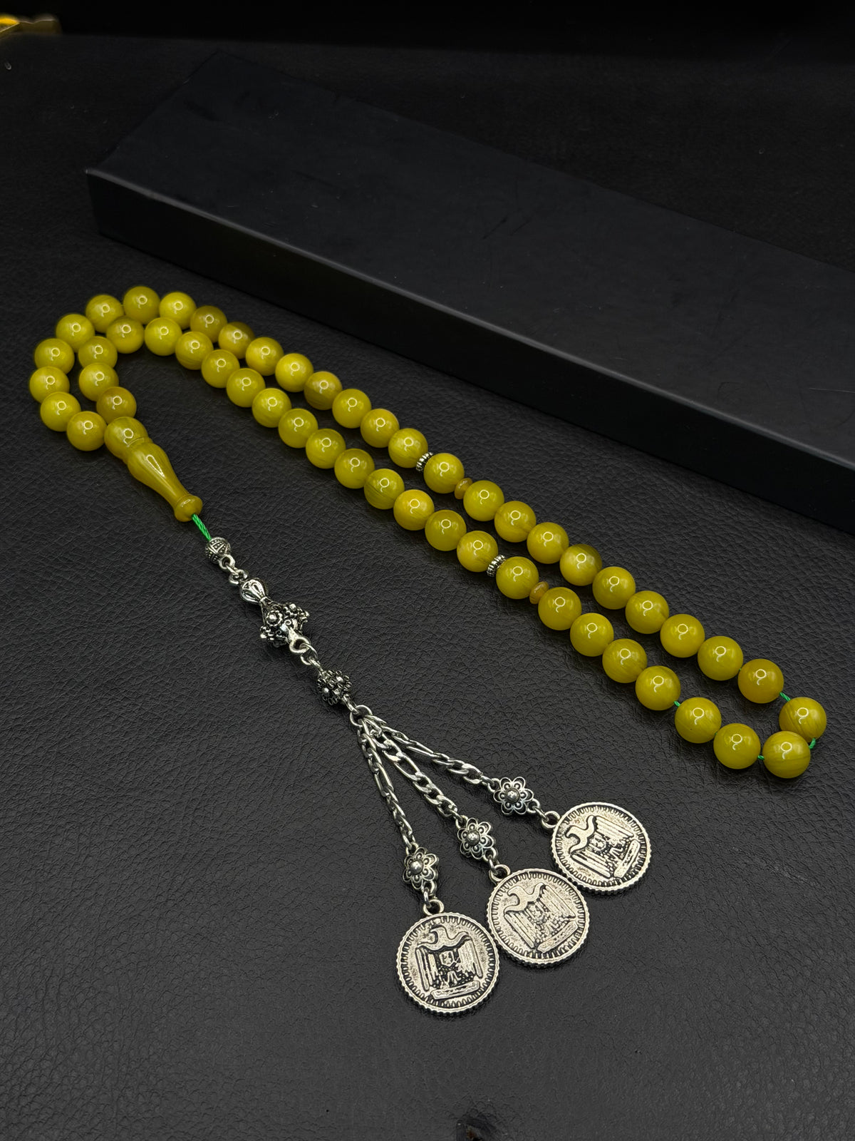 Ottoman Style Compressed Amber Tesbih – 51 Beads – Alloy Tassel