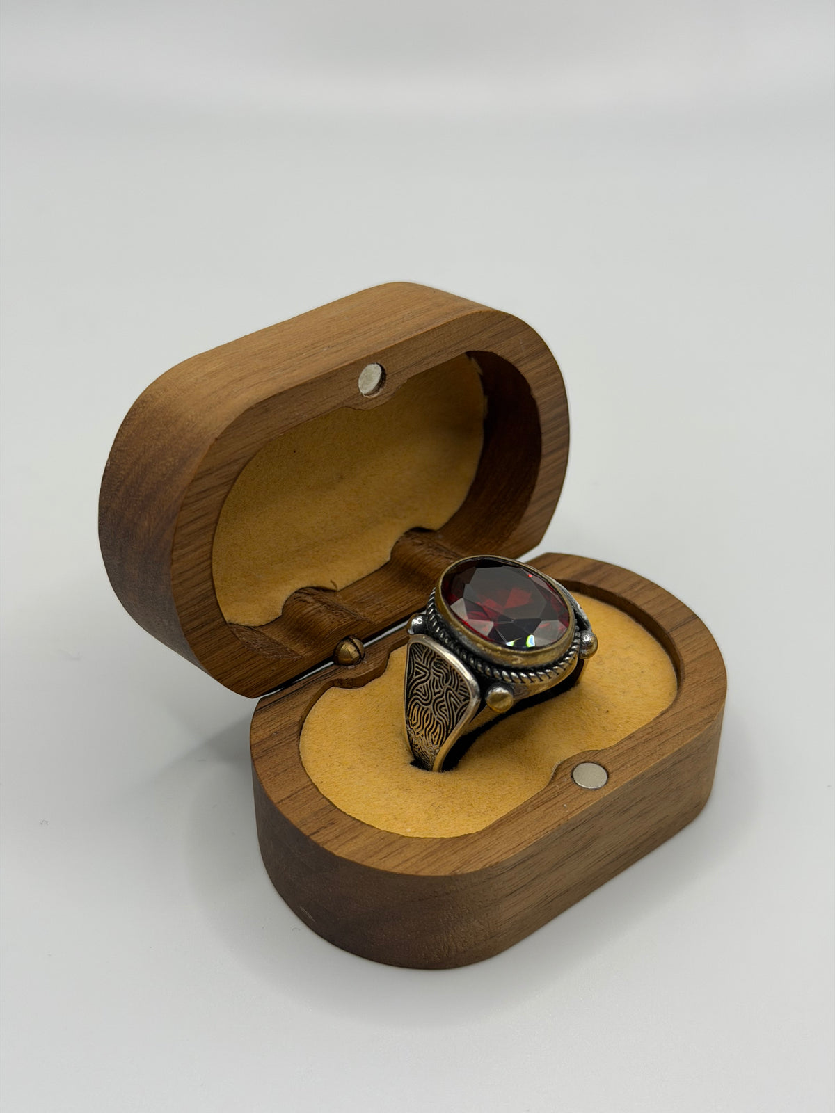 Red Fire Amber Sterling Silver Ring
