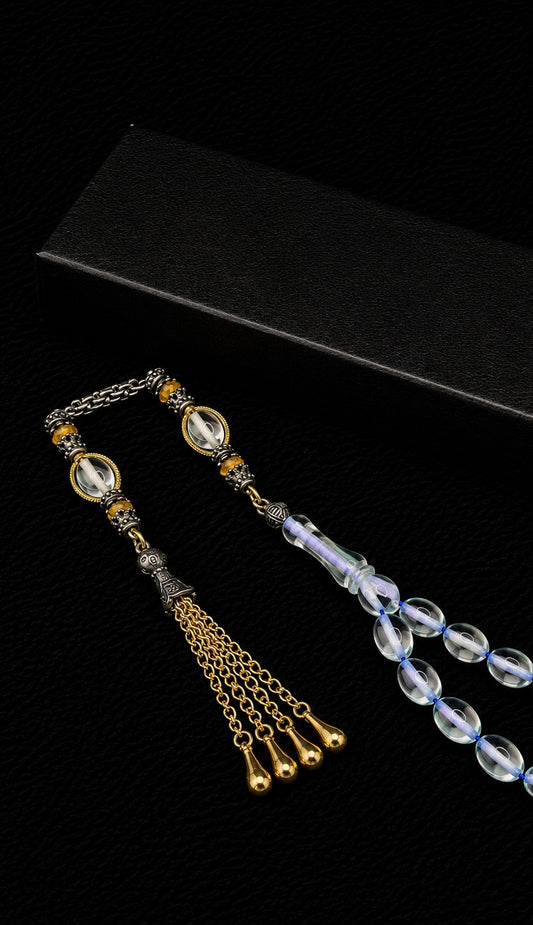 Fire Amber Tesbih – Alloy Tassel – Oval Cut