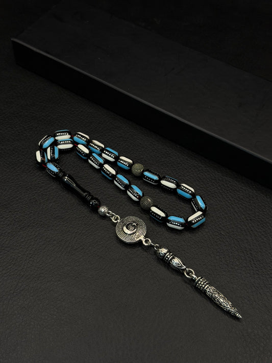 Wrist Size Black Kuka Tesbih – Alloy & Mine Inserted Alloy Tassel