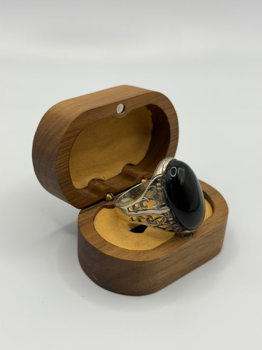 Black Stone Sterling Silver Ring